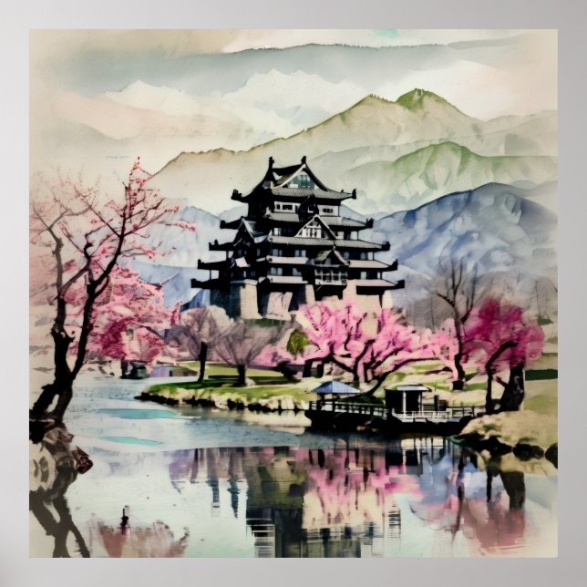 Serene Castle On Lake(Spring) Poster (Vorne)