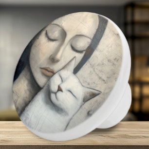 Serene Cat und Woman-Neutral Keramikknauf