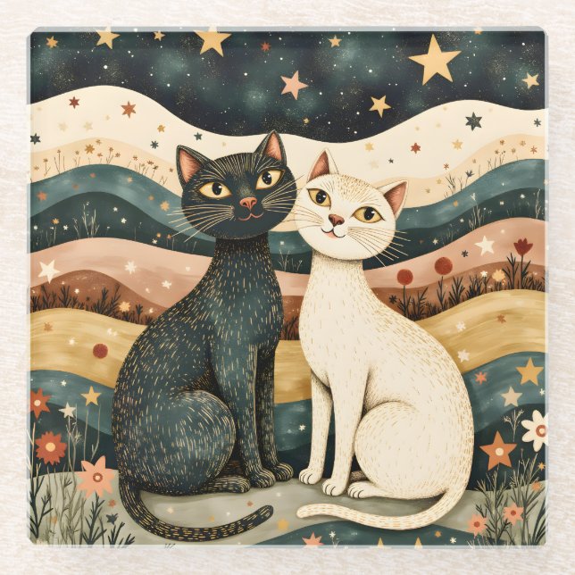 Serene Cats Glasuntersetzer (Vorderseite)