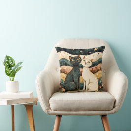 Serene Cats Throw Pillow Kissen