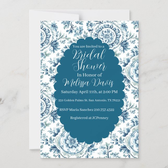 Serene Chinoiserie Bridal Shower Invitation Magneteinladung (Vorderseite)