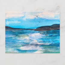 Serene Coastal Bay Aquarellmalerei