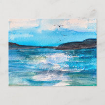 Serene Coastal Bay Aquarellmalerei