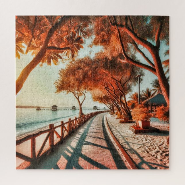 Serene Coastal Sunset Puzzle (Vertikal)