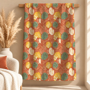Serene Copper Sage Boho Wurfdecke Deko Fleecedecke