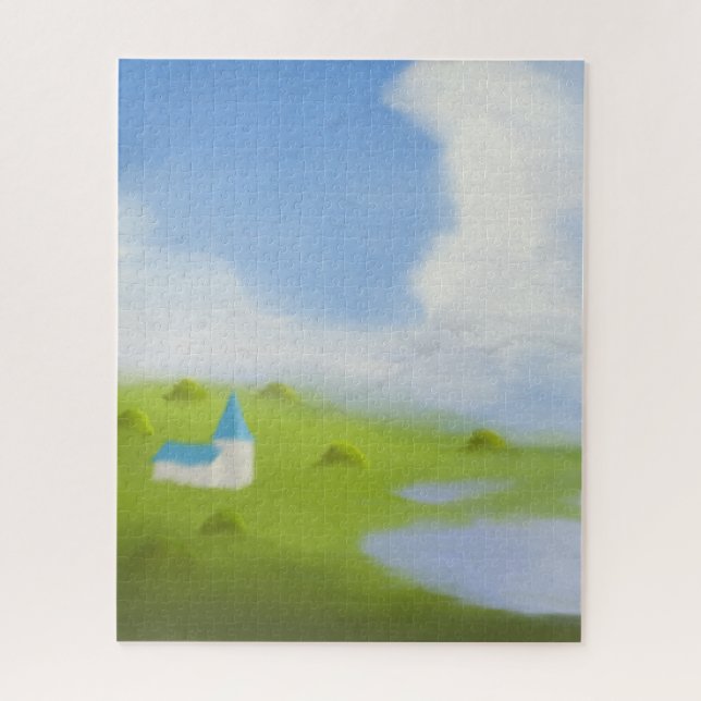 Serene Countryside Landscape Puzzle (Vertikal)