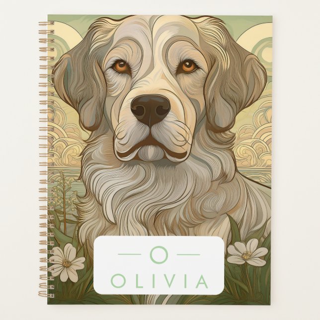 Serene Dog Planner mit Name und Monogramm Planer (Vorderseite)
