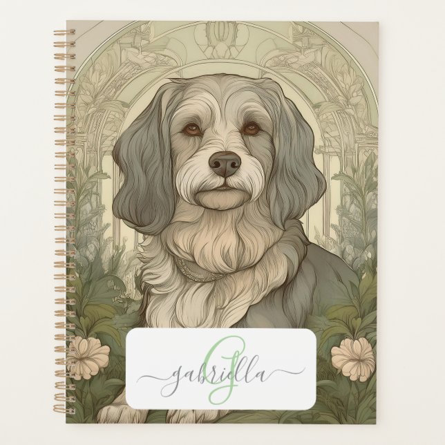 Serene Dog Planner mit Name und Monogramm Planer (Vorderseite)