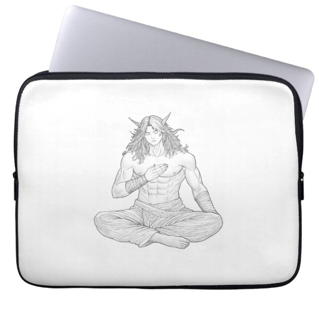 Serene Elf Warrior | Fantasy Anime Character Art Laptopschutzhülle (Vorderseite)