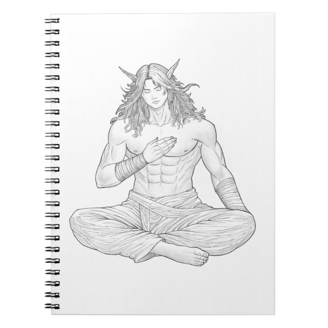 Serene Elf Warrior | Fantasy Anime Character Art Notizblock (Vorderseite)