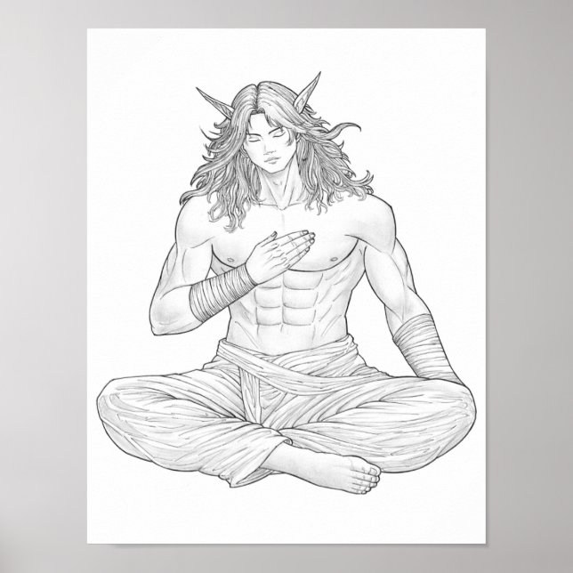 Serene Elf Warrior | Fantasy Anime Character Art Poster (Vorne)