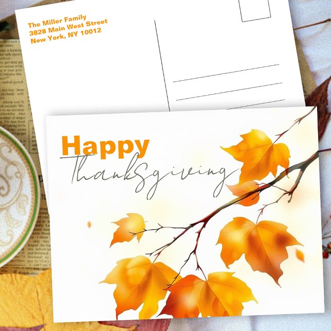 Serene Fall Maple Verlasst glückliches Erntedankfe Postkarte (Von Creator hochgeladen)
