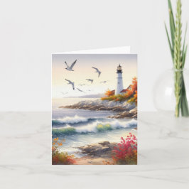 Serene Fall Watercolor Coastal Seascape Blank