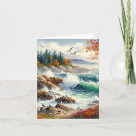 Serene Fall Watercolor Coastal Seascape Blank