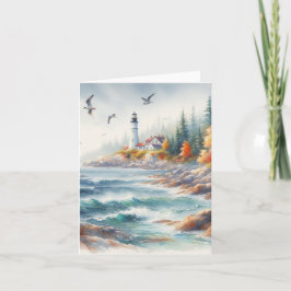 Serene Fall Watercolor Coastal Seascape Blank