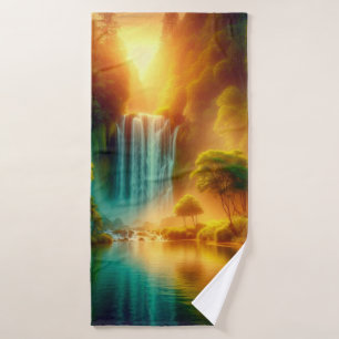 Serene Falls und Lake Towel Design Badehandtuch