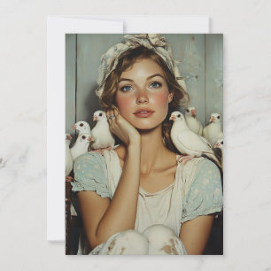 Serene Farm Maiden White Doves - Symbol des Friede Einladung