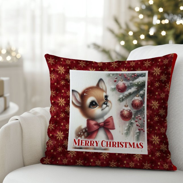 Serene Fawn Christmas Pillow Gift for Kids Winter  Kissen (Serene Fawn Christmas Pillow Gift for Kids Winter Decor)