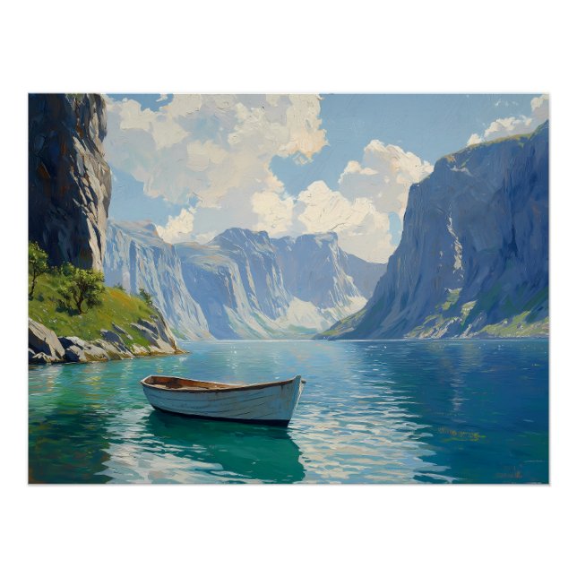 Serene Fjord mit Türmenden Klippen Poster (Vorderseite)