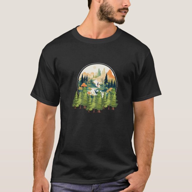 Serene Forest Hike & Deer | Die Grafik von Nature  T-Shirt (Vorderseite)