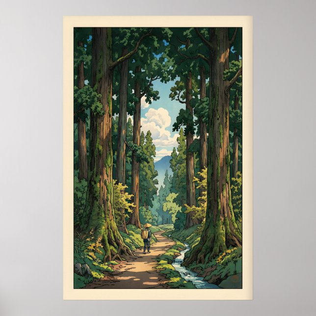 Serene Forest Path Wall Art Winding Trail, Tall Poster (Vorne)