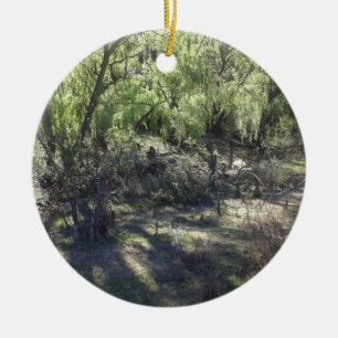 Serene Forest Scene Keramik Ornament