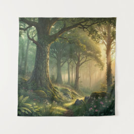 Serene Forest Scene Tapestry 57in Square Art Wandteppich