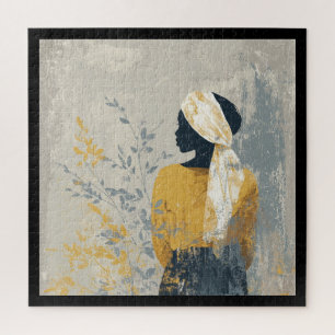 Serene Frau und all das vergoldete Laub Puzzle
