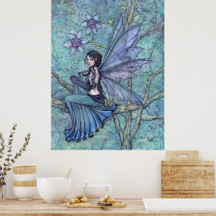 Serene Garden Faia Fantasy Fantastische Watercolor Poster
