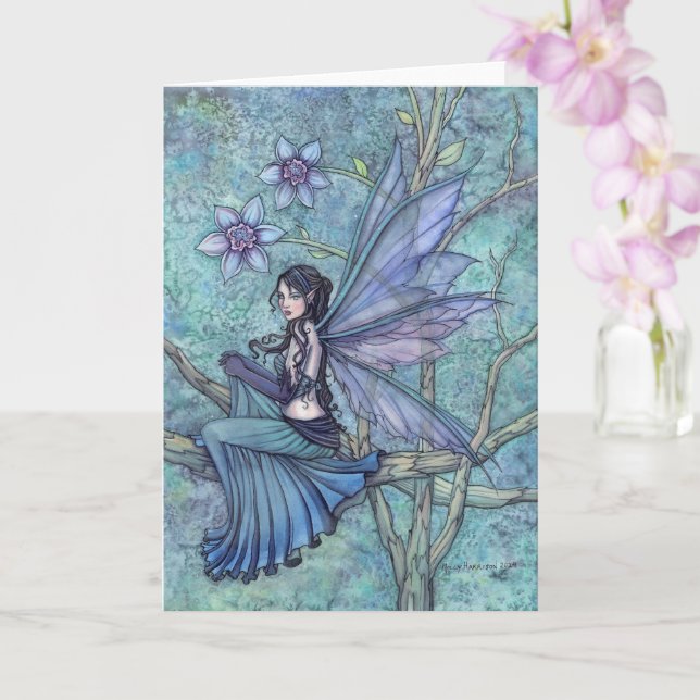 Serene Garden Watercolor Fairy Illustration Karte (Orchidee)