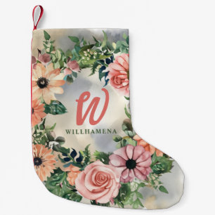 Serene Garden Wreath: Pastel Floral Elegante Kleiner Weihnachtsstrumpf