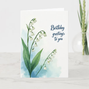 Serene Geburtstag Wasserfarben-Blütenkarte Karte