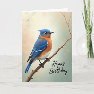 Serene Geburtstags-Grußkarte mit Blauem Vogel Karte