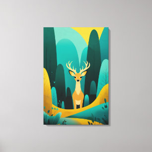 Serene Geometric Deer - Modernes Naturkunstwerk Leinwanddruck