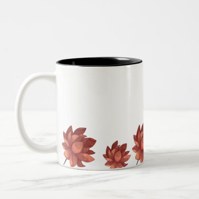 Serene Girl & Pink Lotus Flower Mug Zweifarbige Tasse (Links)