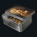 Serene golden Buddha Statue in meditativer Pose Puzzle<br><div class="desc">Eine bezaubernde Buddha-Statue strahlt Ruhe aus,  die sich in einer Lotusposition befindet. Set vor einem dunklen Hintergrund,  die goldene Figur hält eine Blume,  verkörpert Frieden und Erleuchtung.</div>