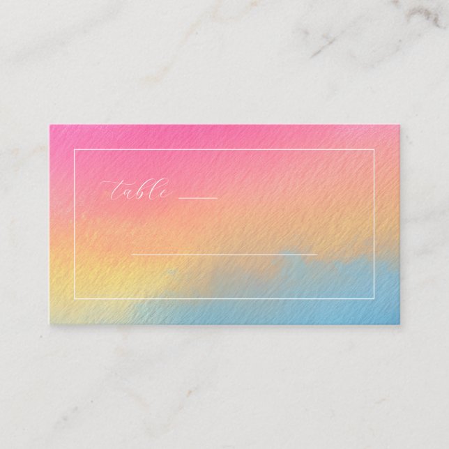 Serene Gradient Watercolor Platzkarte (Vorderseite)