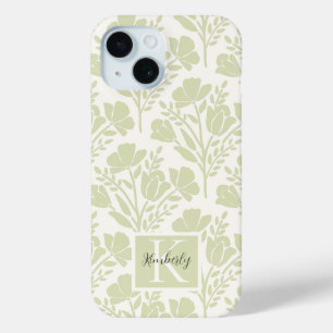 Serene Green Florals Mit Monogramm Case-Mate iPhone Hülle