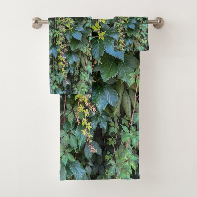 Serene Green Ivy Wall Hanging Vines Pflanze Blätte Badhandtuch Set (Insitu)