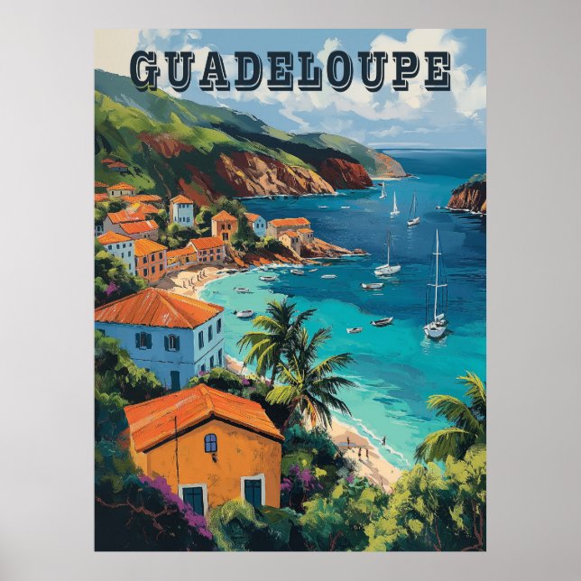 Serene Guadeloupe Watercolor Island Poster (Vorne)
