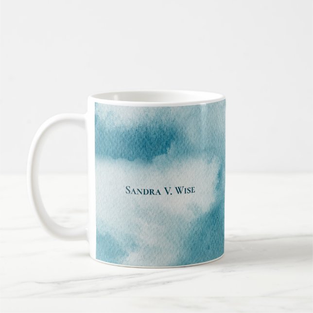 Serene Horizon Dreams Watercolor Blue & White Kaffeetasse (Links)