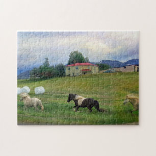 SERENE ICELAND HORSES COTTON BALES PUZZLE