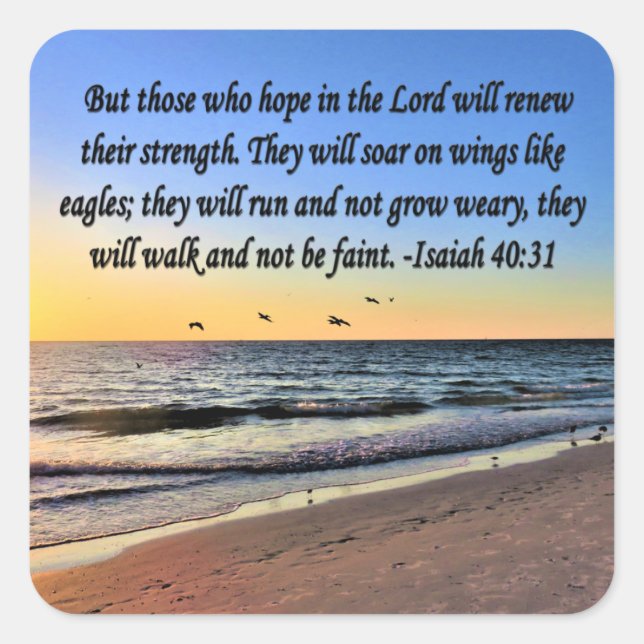 SERENE ISAIAH 40:31 SCRIPTURE-DESIGN QUADRATISCHER AUFKLEBER (Vorderseite)