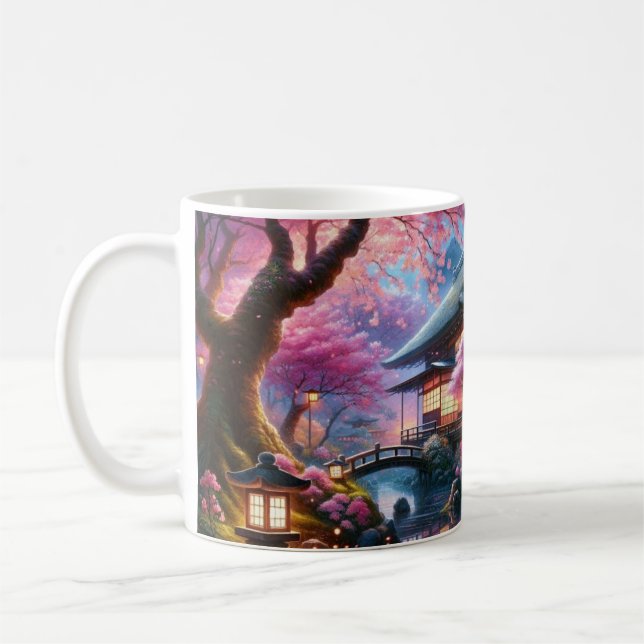 Serene Japanese Garden at Twilight Painting Kaffeetasse (Links)