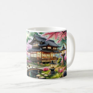 Serene Japanese Garden bei Dusk Painting Kaffeetasse