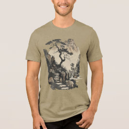 Serene Japanese Landscape Unisex T-Shirt - Tranqui Tri-Blend Shirt