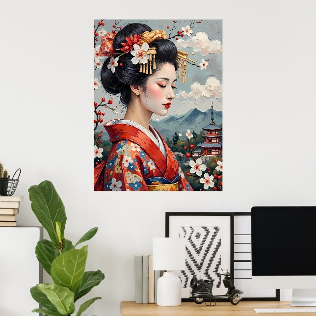 Serene Japanese Portrait Poster (Heimbüro)
