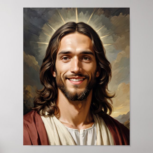 Serene Jesus Christus mit Aura Poster (Vorne)