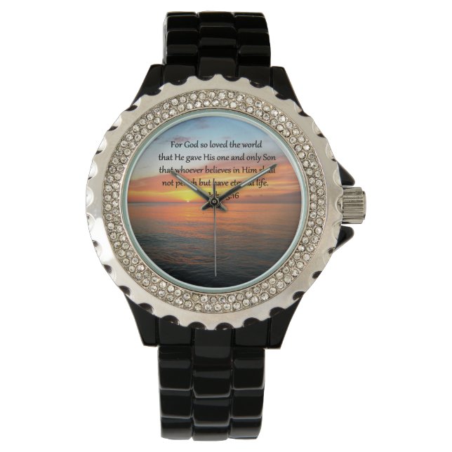 SERENE JOHN 3:16 SONNENRISE-FOTO ARMBANDUHR (Vorderseite)