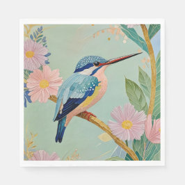 Serene Kingfisher in einem Paradies der Blumen Serviette